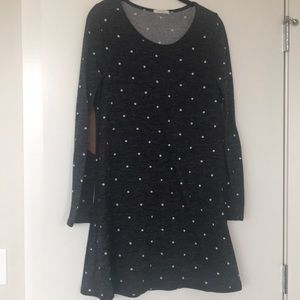 Dark grey dress with white polka dots